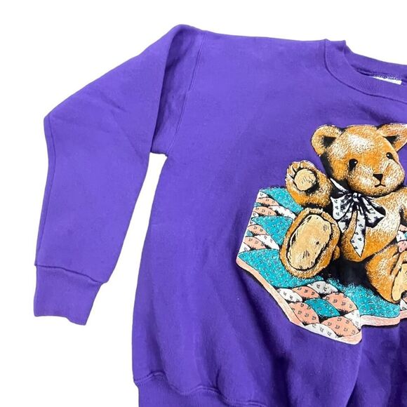 Lady’s Y2K LEE Teddy Bear themed pullover purple sweatshirt size large UNISEX - Picture 6 of 6